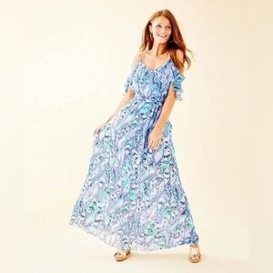 NWT Lilly Pulitzer Zadie Maxi in Coastal Blue Tails of the Sea